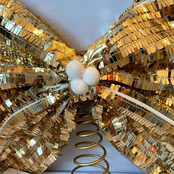 Bella Lux GOLD BOW Tree Topper Christmas Sparkle Viral 11x12  NEW - Picture 3 of 9